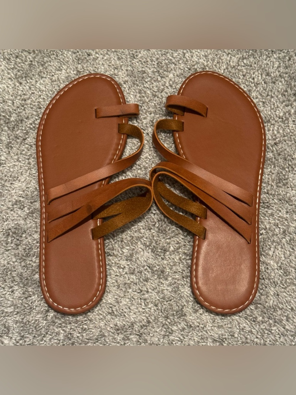 Brown Strappy Slide Sandals